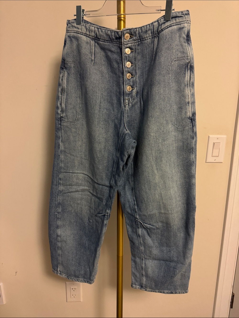 We The Free Light Blue Relaxed Button-Fly Jeans